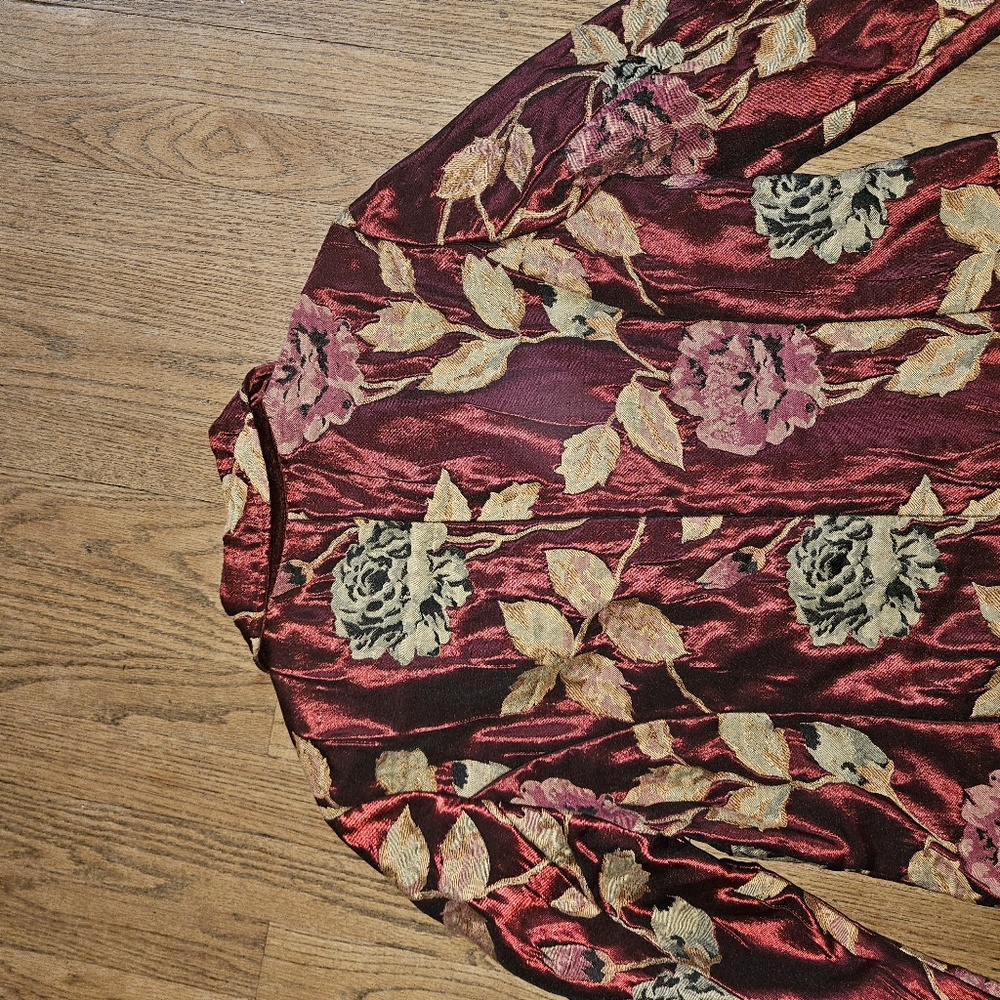 Vintage Coldwater Creek burgundy floral velvet button-up jacket - Picture 5 of 5